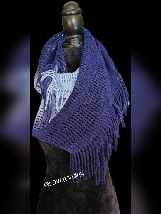 Accessories - ✨️Fringed Knit Wrap Scarf - Blues